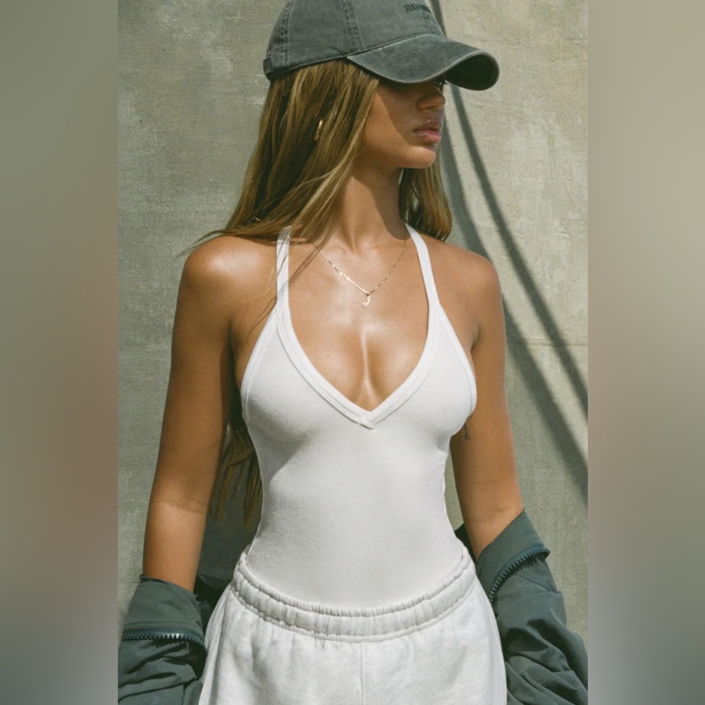 Joah Brown Ribbed White Tank